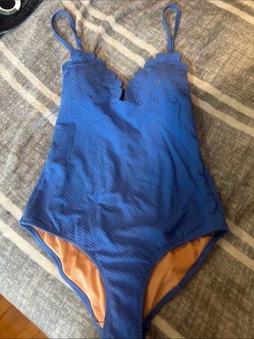 Jessica Simpson Blue One-Piece Swimsuit with Peach Lining